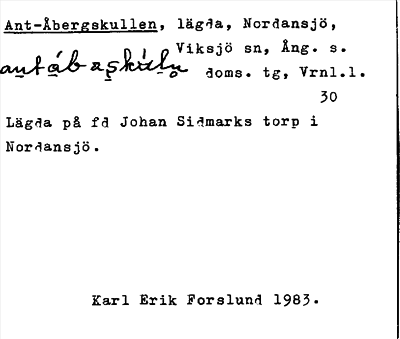 Bild på arkivkortet för arkivposten Ant-Åbergskullen