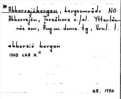 Bild på arkivkortet för arkivposten *Abborrsjöbergen