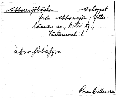 Bild på arkivkortet för arkivposten Abborrsjöbäcken
