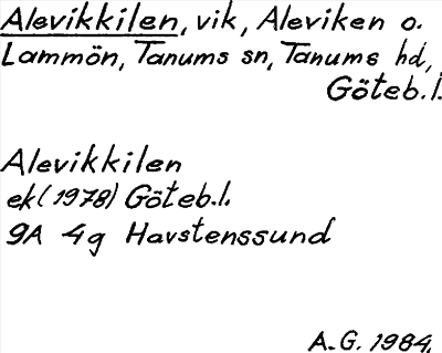 Bild på arkivkortet för arkivposten Alevikkilen