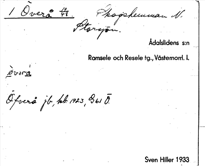 Bild på arkivkortet för arkivposten Överå