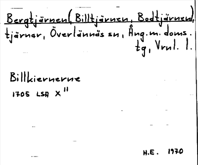 Bild på arkivkortet för arkivposten Bergtjärnen, (Billtjärnen, Bodtjärnen)
