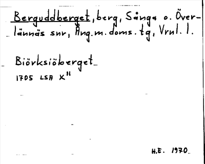 Bild på arkivkortet för arkivposten Berguddberget