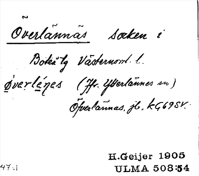 Bild på arkivkortet för arkivposten Överlännäs