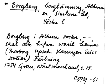 Bild på arkivkortet för arkivposten *Borgberg