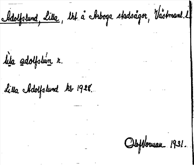 Bild på arkivkortet för arkivposten Adolfslund, Lilla