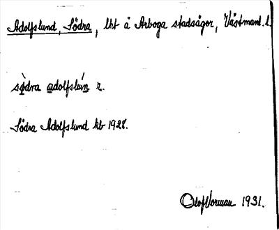 Bild på arkivkortet för arkivposten Adolfslund, Södra