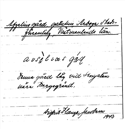 Bild på arkivkortet för arkivposten Afzelius gård