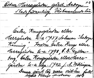 Bild på arkivkortet för arkivposten Östra Herregården