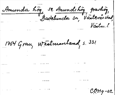 Bild på arkivkortet för arkivposten Amunda hög, se Anunds hög