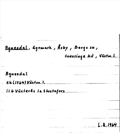 Bild på arkivkortet för arkivposten Agnesdal