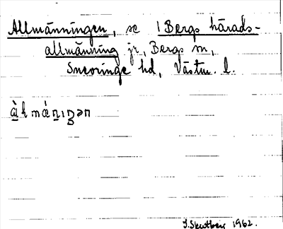 Bild på arkivkortet för arkivposten Allmänningen, se Bergs häradsallmänning