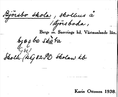 Bild på arkivkortet för arkivposten Björsbo skola