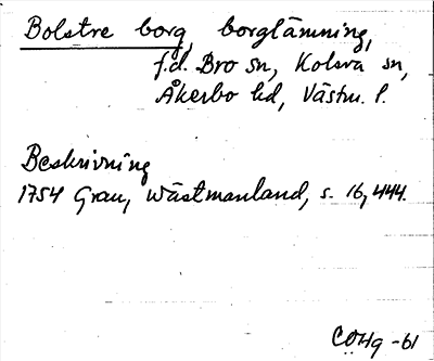 Bild på arkivkortet för arkivposten Bolstre borg