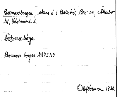 Bild på arkivkortet för arkivposten Boxmossborgen