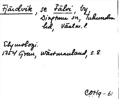 Bild på arkivkortet för arkivposten Fjärdvik, se Fälvi