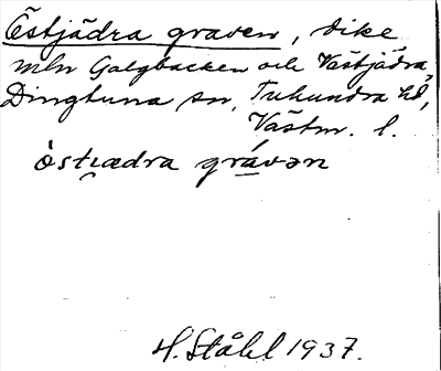 Bild på arkivkortet för arkivposten Östjädra graven