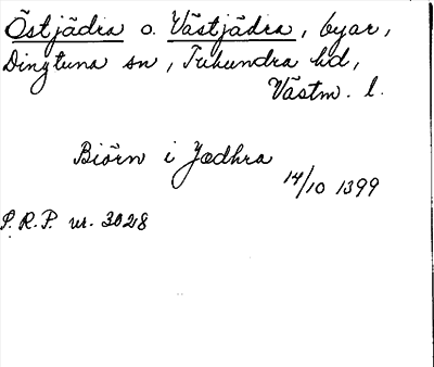 Bild på arkivkortet för arkivposten Östjädra o. Västjädra