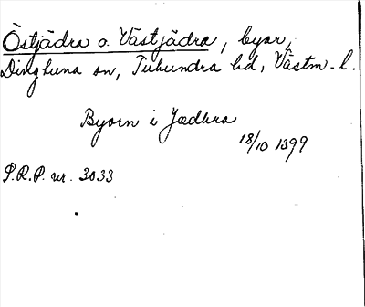 Bild på arkivkortet för arkivposten Östjädra o. Västjädra