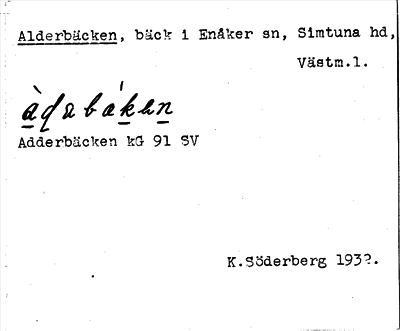 Bild på arkivkortet för arkivposten Alderbäcken