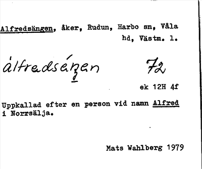 Bild på arkivkortet för arkivposten Alfredsängen