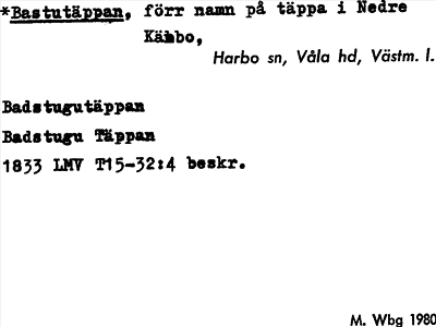 Bild på arkivkortet för arkivposten *Bastutäppan