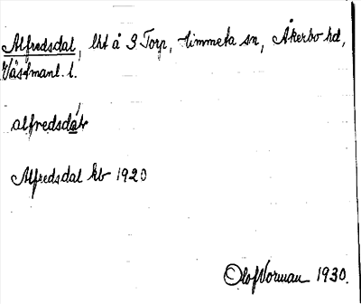 Bild på arkivkortet för arkivposten Alfredsdal