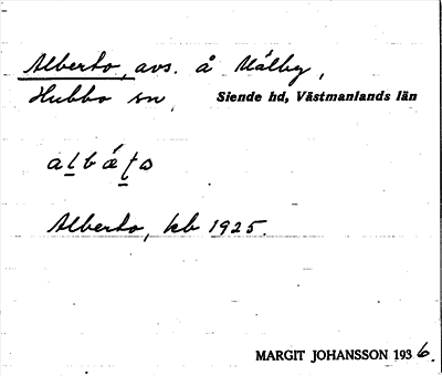 Bild på arkivkortet för arkivposten Alberto