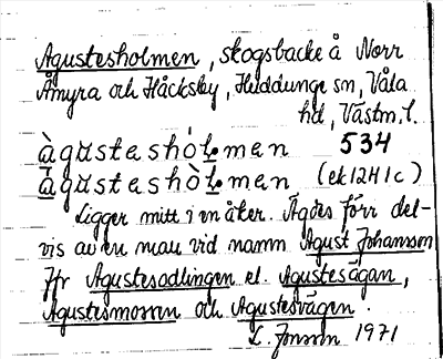 Bild på arkivkortet för arkivposten Agustesholmen