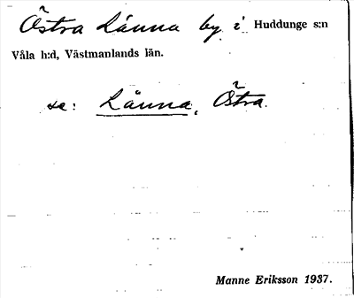 Bild på arkivkortet för arkivposten Östra Länna