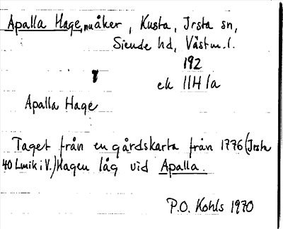 Bild på arkivkortet för arkivposten Apalla Hage
