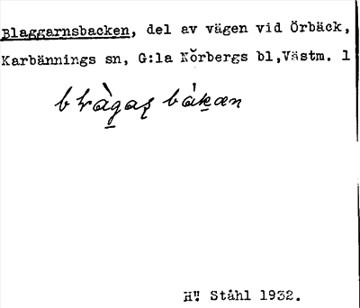 Bild på arkivkortet för arkivposten Blaggarnsbacken
