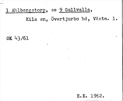 Bild på arkivkortet för arkivposten Ahlbergstorp, se 9 Gullvalla