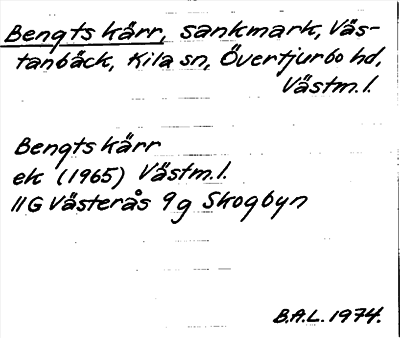 Bild på arkivkortet för arkivposten Bengts kärr