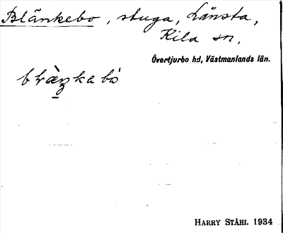 Bild på arkivkortet för arkivposten Blänkebo