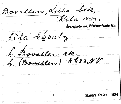 Bild på arkivkortet för arkivposten Bovallen, Lilla