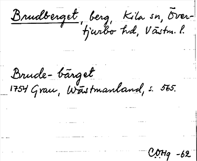 Bild på arkivkortet för arkivposten Brudberget