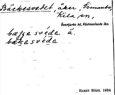 Bild på arkivkortet för arkivposten Bäckesvedet