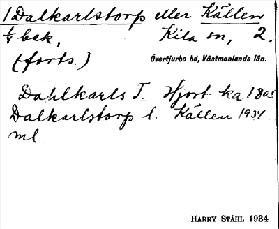 Bild på arkivkortet för arkivposten Dalkarlstorp eller Källen