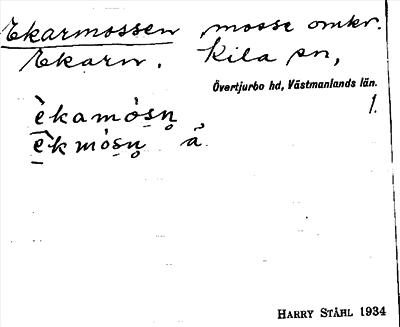 Bild på arkivkortet för arkivposten Ekarmossen