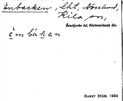 Bild på arkivkortet för arkivposten Enbacken