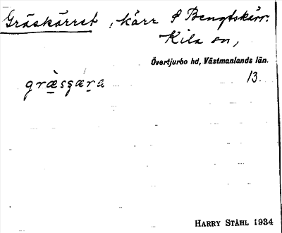 Bild på arkivkortet för arkivposten Gräskärret
