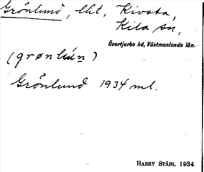 Bild på arkivkortet för arkivposten Grönlund