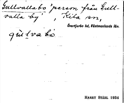 Bild på arkivkortet för arkivposten Gullvallabo