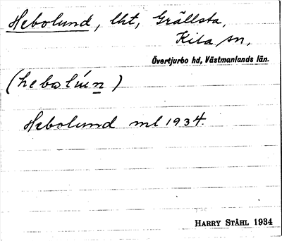 Bild på arkivkortet för arkivposten Hebolund