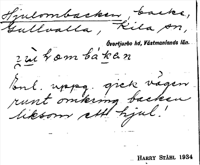 Bild på arkivkortet för arkivposten Hjulombacken