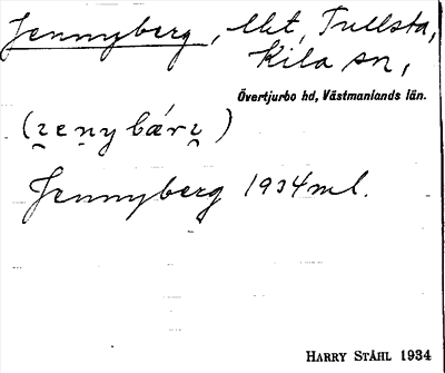 Bild på arkivkortet för arkivposten Jennyberg