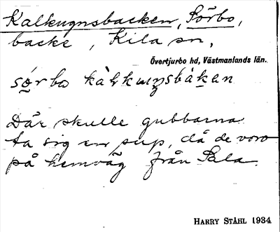 Bild på arkivkortet för arkivposten Kalkugnsbacken, Sörbo