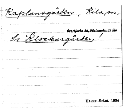 Bild på arkivkortet för arkivposten Kaplansgården, se Klockargården