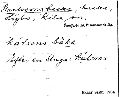Bild på arkivkortet för arkivposten Karlssons backe